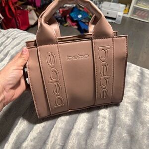 bebe Dusty Pink Embossed Logo Satchel